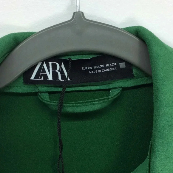 NWOT Zara Faux Suede Overshirt Jacket – Rich Green, Size XS - Picture 4 of 9